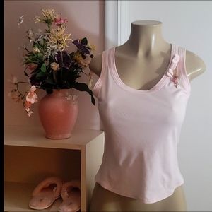 LOUIS VUITTON WOMENS 100% COTTON SLEEVELESS T-SHIRT LOGO CHARMS